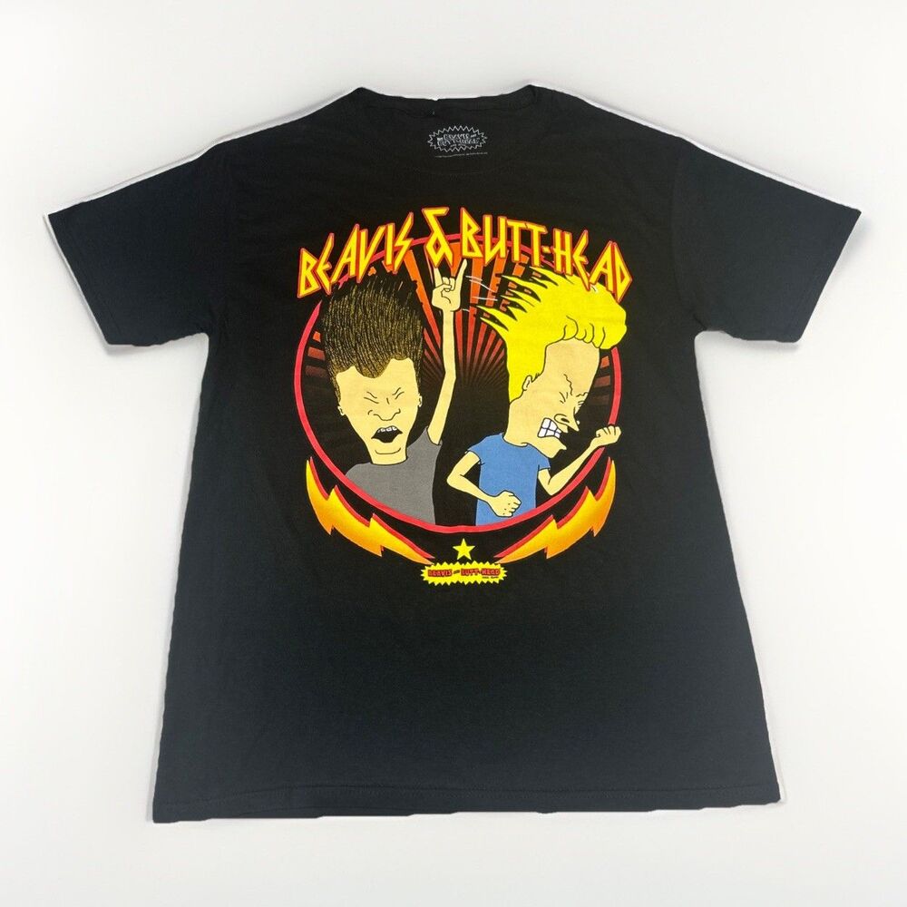 MTV Beavis and Butt-Head Men's Adult Small Black Graphic T-Shirt Cornholio